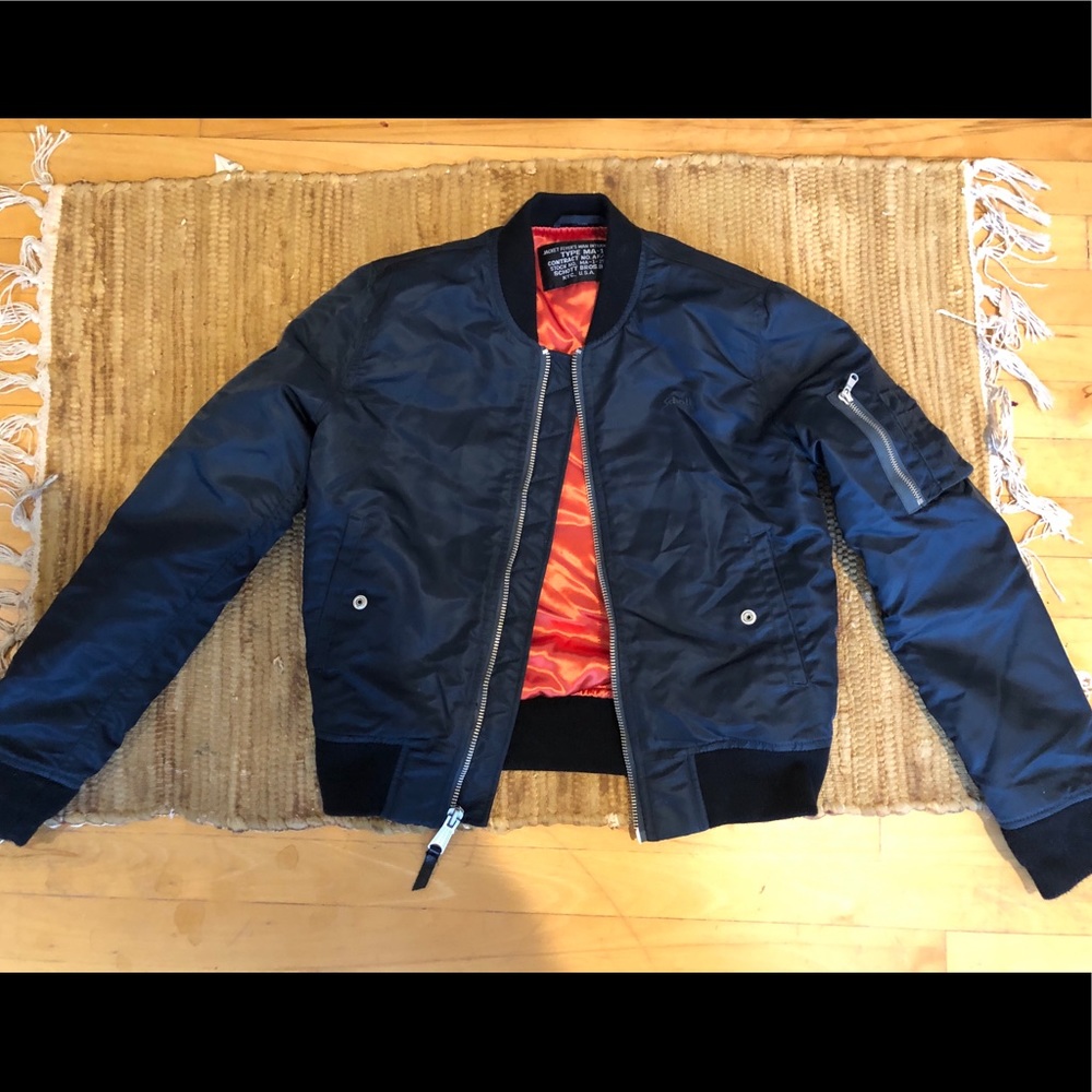 SCHOTT NYC BOMBER/LEATHER JACKET NAVY